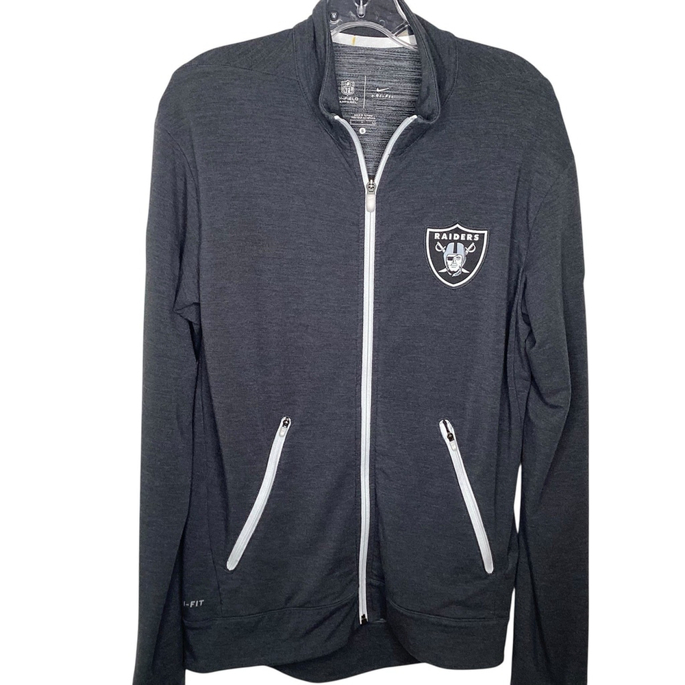 Nike / NFL Raiders Jacket Men‎ Sz S Gray Football Full Zip Pockets EUC